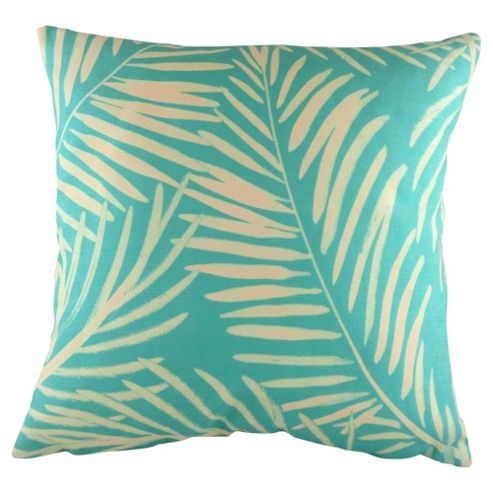 Image of Palm Leaf Cushion, Aqua