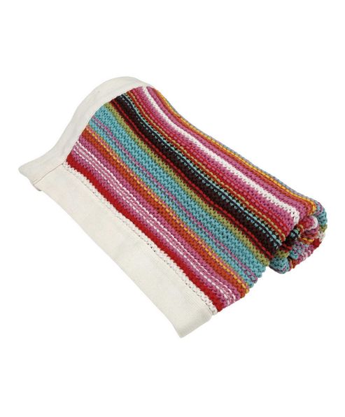 Image of Mamas & Papas - Gingerbread - Striped Knitted Blanket