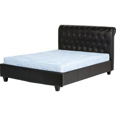 Image of Valufurniture Chester 4 6 Inch Black Faux Leather Low Foot Double Bed