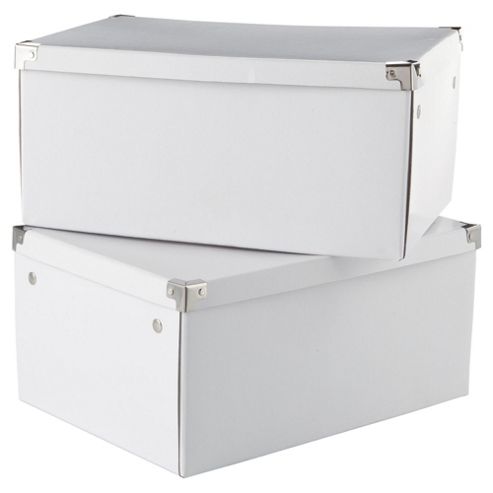 Buy White Cardboard Storage Box 2pk Large from our Boxes range - Tesco