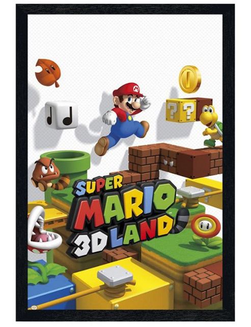 Image of Nintendo Black Wooden Framed Super Mario 3d Land Poster
