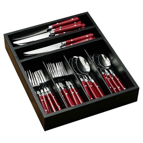 Image of Premier Housewares 36 Piece Cafe Cutlery Set With Tray - Red