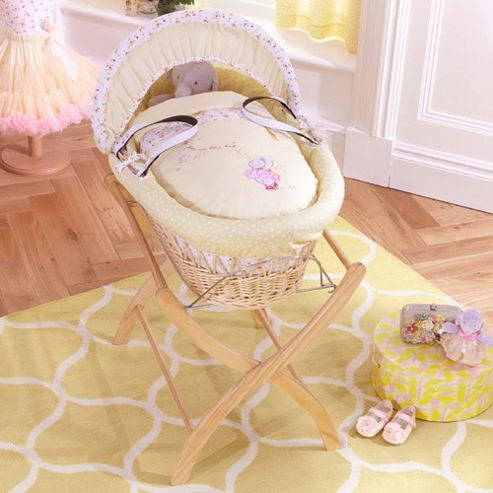 Image of Izziwotnot Humphreys Lottie Fairy Natural Wicker Moses Basket (princess Primrose)