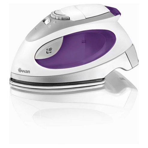 Image of Swan Stainless Steel Plate Travel Iron - Purple & White