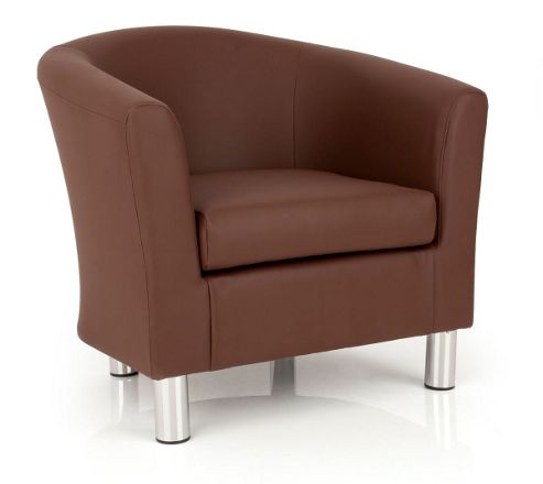 Image of Ultimum Lifestyle Dawlish Faux Leather Tub Chair - Brown