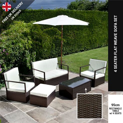 Image of Billyoh Mocha Brown Sandringham 4 Seater Sofa Rattan Garden Funrniture Set