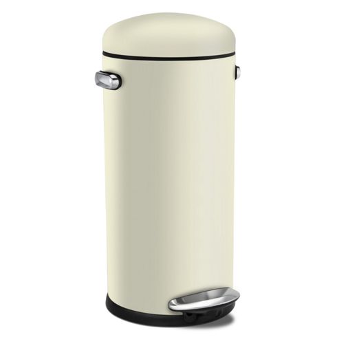 Image of Simplehuman 30 Litres Round Retro Pedal Bin - Cream