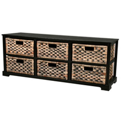 Image of Miami - 6 Drawer Storage Sideboard - Brown / Black
