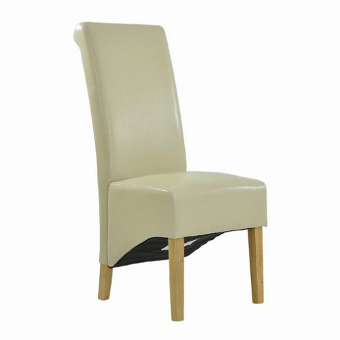 Image of Knightsbridge Cream Bicast Leather Scroll Top Dining Chair