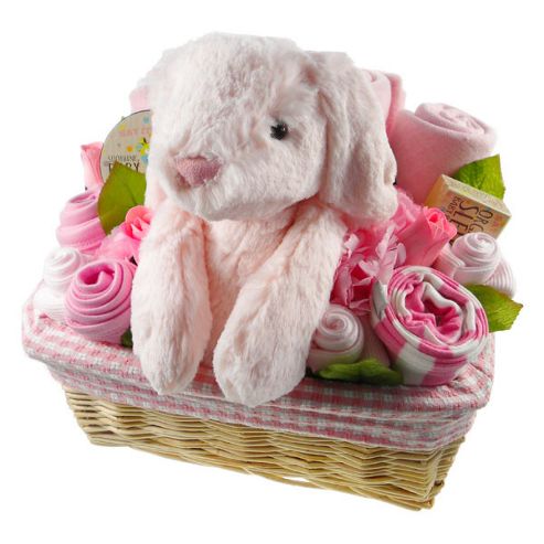 Image of Deluxe Baby Girl Gift Flower Basket