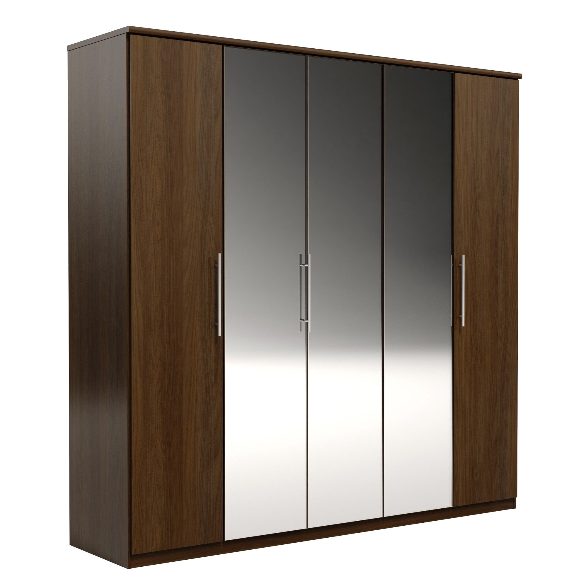 Urbane Designs Prague 5 Door Wardrobe - Walnut at Tesco Direct