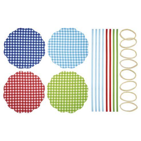 Image of Kitchencraft Jam Making/preserving Fabric Lid Cover Set - Pack Of Eight