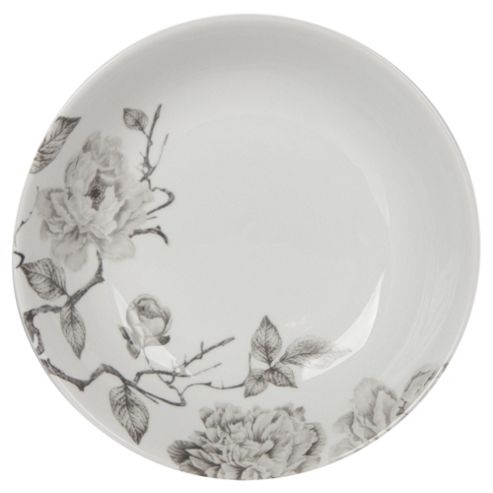 Image of Grey Floral Pasta Bowl, Porcelain