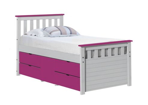 Image of Captains Ferrara Storage Bed 3ft White And Fuchsia