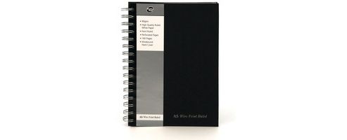 Image of Pukka Pad A5 Wirebound Manuscript Book Black 160 Pages Ruled Feint And Margin Sbwrula5