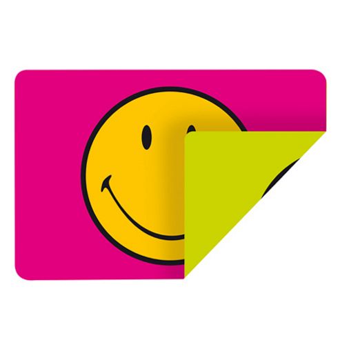 Image of Zak Designs Classic Smiley Double Side Placemat, Lime Green, Pink
