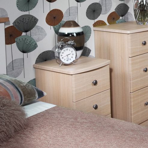 Image of Welcome Furniture Kingston 2 Drawer Bedside Chest With Locker - Light Oak