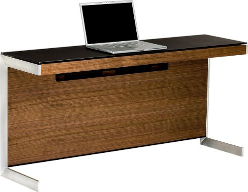 Image of Sequel 6002 Desk In Natural Walnut With Glass Top