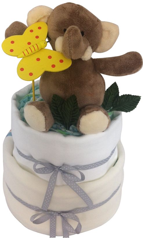 Image of 2 Tier Elli Elephant Unisex Nappy Cake