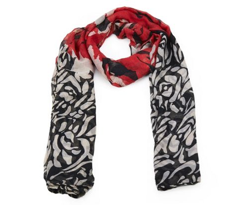 Image of Red Stencil Rose Print Scarf