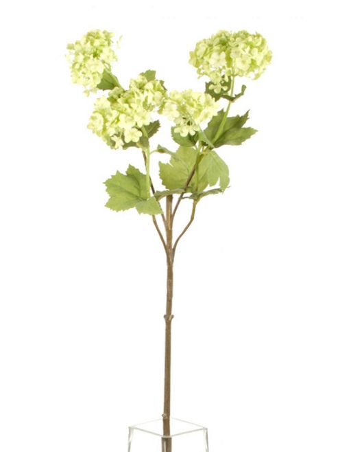 Image of Artificial 86cm Single Stem Multi Headed Green Viburnum Snowball Flower