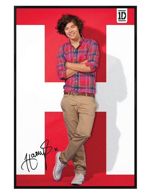 Image of One Direction Gloss Black Framed Harry 1d Poster