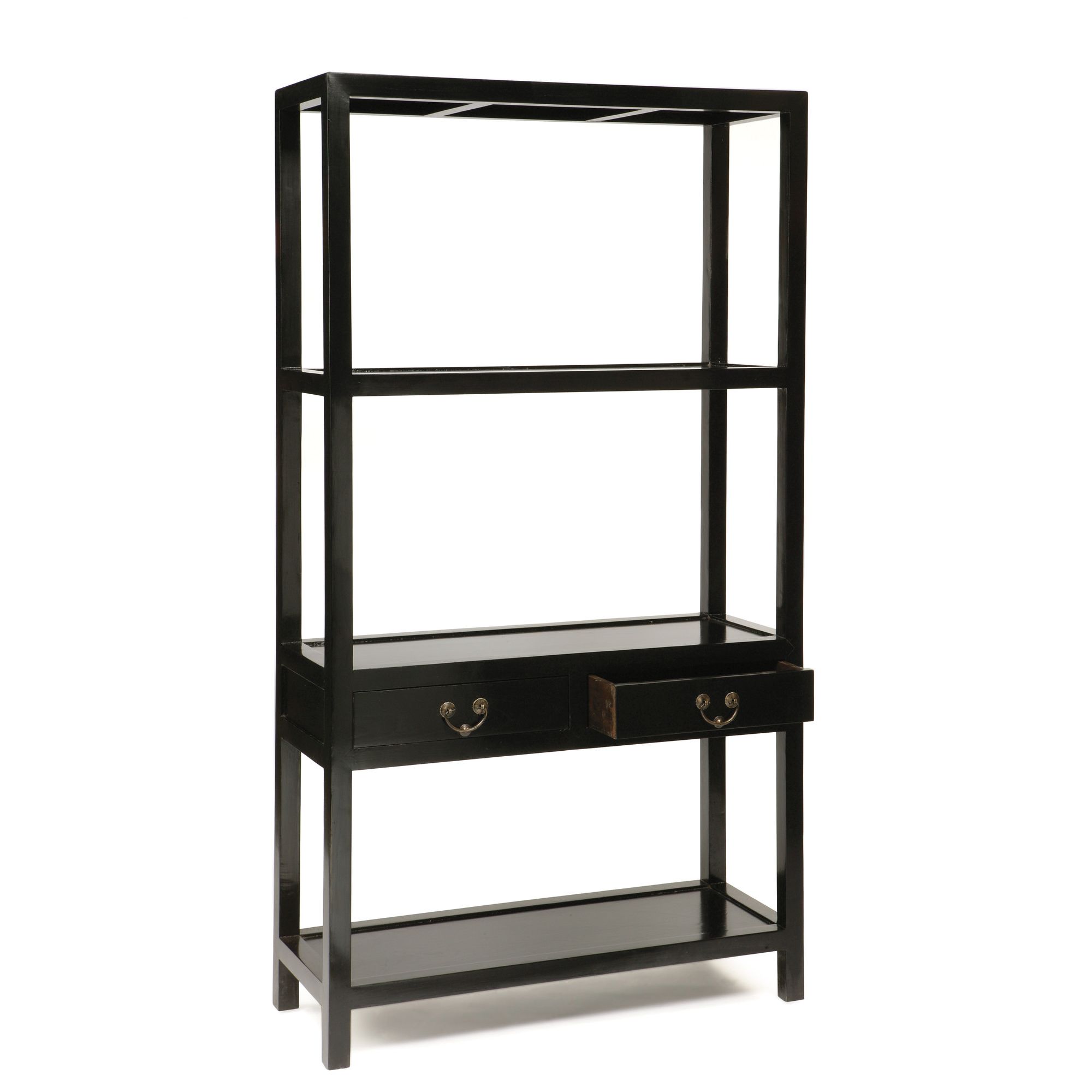 Shimu Chinese Classical Ming Bookshelf - Black Lacquer at Tesco Direct