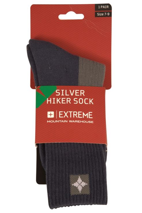 Image of Silver Hiker Antibacterial High Wicking Padded Sock Walking Hiking Socks 1 Pair - Blue