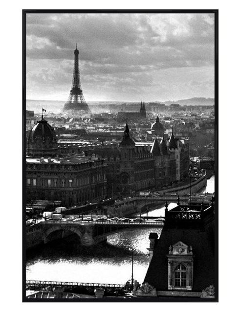 Image of Paris Gloss Black Framed Parisian Landmarks By The Side Of The River Seine Poster