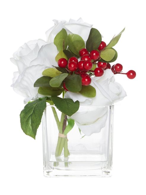 Image of White Rose & Berry Arrangement
