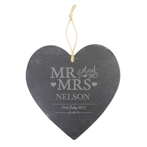 Image of Personalised Large Mr & Mrs Slate Heart