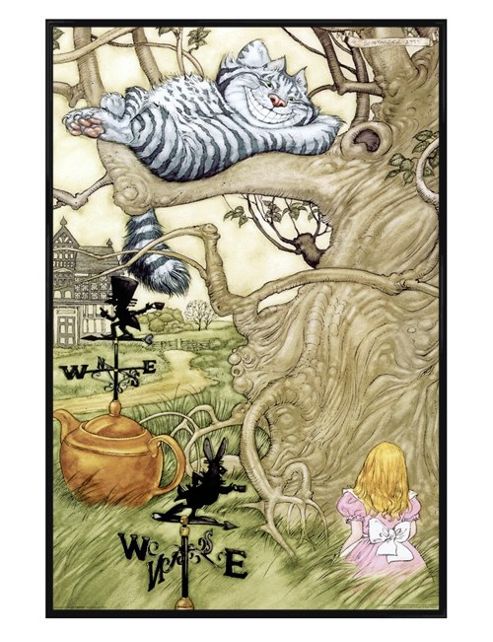 Image of Alice In Wonderland Gloss Black Framed The Cheshire Cat Poster