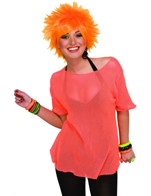 Image of Adult 80s Mesh Top Neon Orange