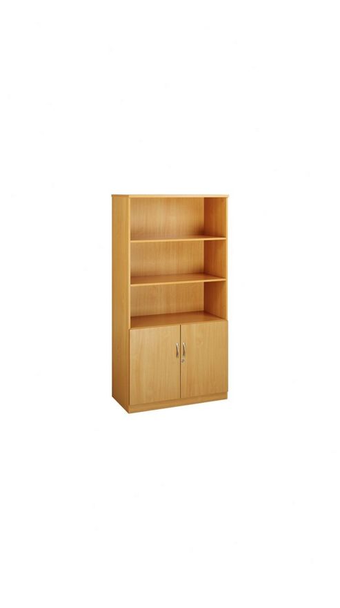 Image of Office Basics Secondary Storage Deluxe Combination Bookcase - Beech - 2000mm
