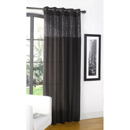 Image of Dreams And Drapes Glamour Eyelet Single Curtain 55x90 Inches - Black