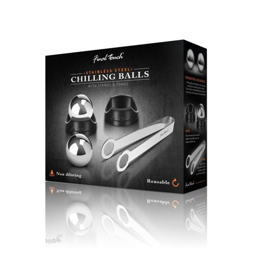 Image of Final Touch 1.7" Stainless Steel Chilling Balls And Tong Drinking Set