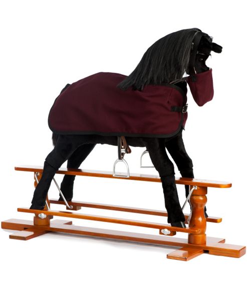 Image of Rocking Horse Beauty With Burgundy Rug And Nose Bag