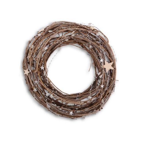 Image of Large Natural Twig Handmade Christmas Wreath With Star Detail