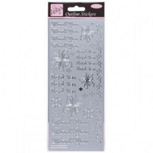 Image of Outline Stickers Thank You Silver