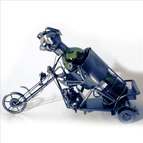 Image of Motorcycle - Handmade Metal Recycled Wine Bottle Holder