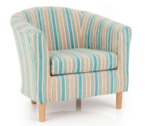 Image of Ultimum Lifestyle Windsor Stripe Tub Chair - Teal Stripe Fabric