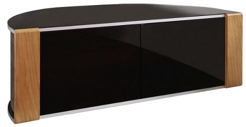 Image of Mda Oak/black Curved Cabinet For Tvs Up To 60 Inch