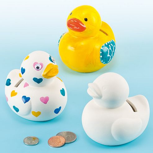 Image of Kids Crafts Duck Ceramic Coin Bank (box Of 4)