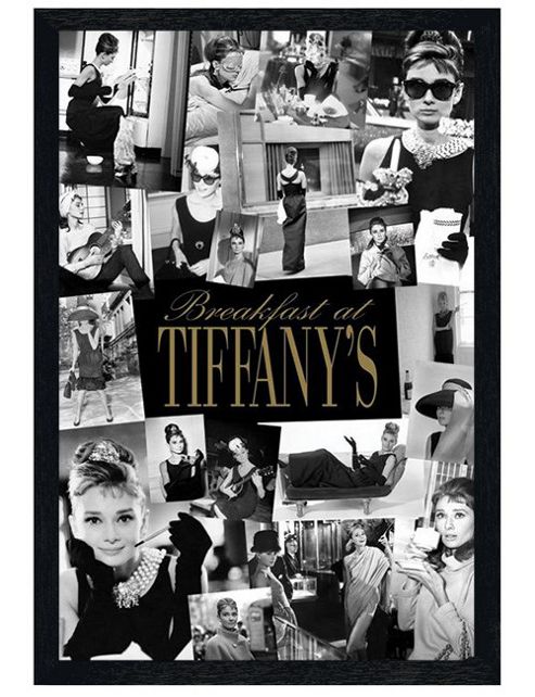 Image of Audrey Hepburn Breakfast At Tiffany's Black Wooden Framed Iconic Audrey Poster