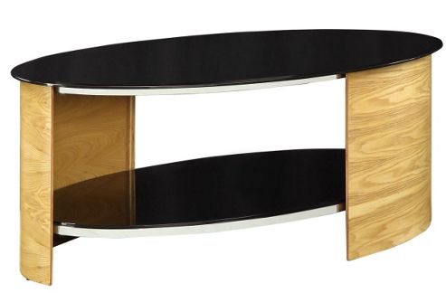Image of Jual Jf301 Black Glass And Oak Coffee Table