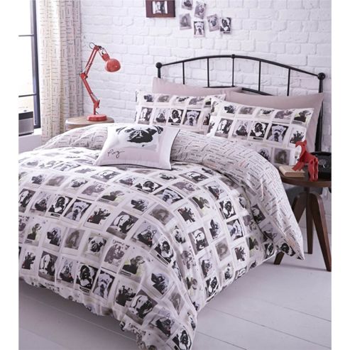 Image of Catherine Lansfield Home Barking Mad Cotton Rich Fully Lined Eyelet Curtains 66x72 Inches
