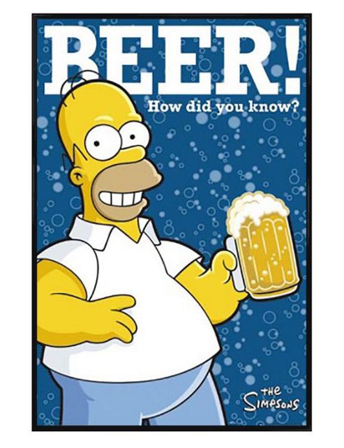 Image of The Simpsons Gloss Black Framed Beer How Did You Know Poster