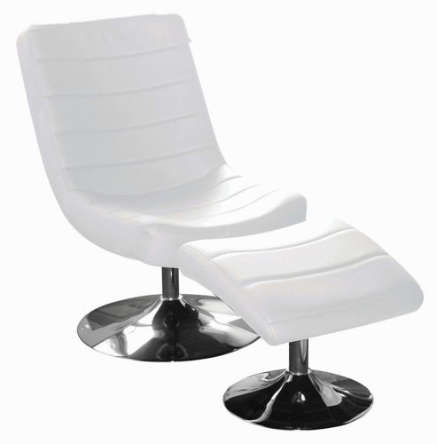 Image of Home Zone Vegas Easy Chair With Stool - White