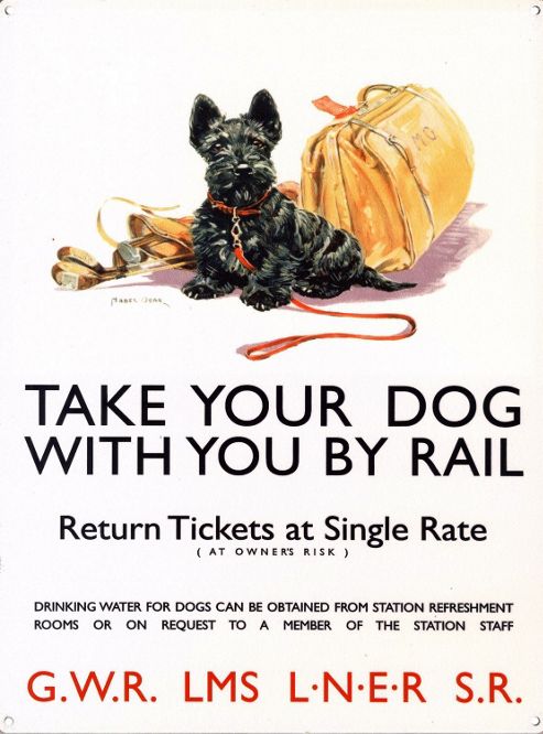 Image of Take Your Dog By Rail Tin Sign