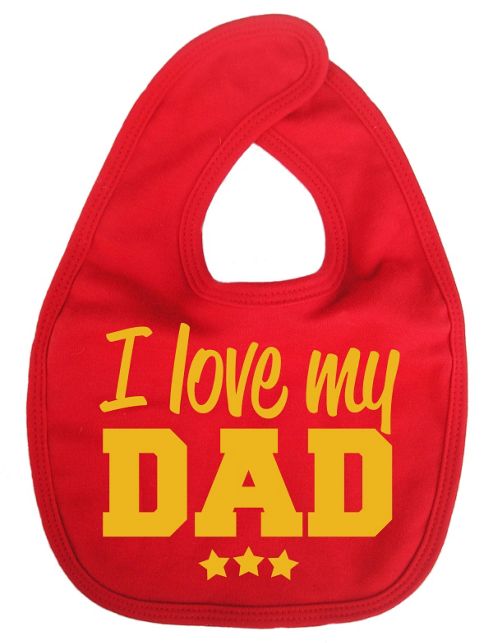 Image of Dirty Fingers I Love My Dad Baby Bib Red